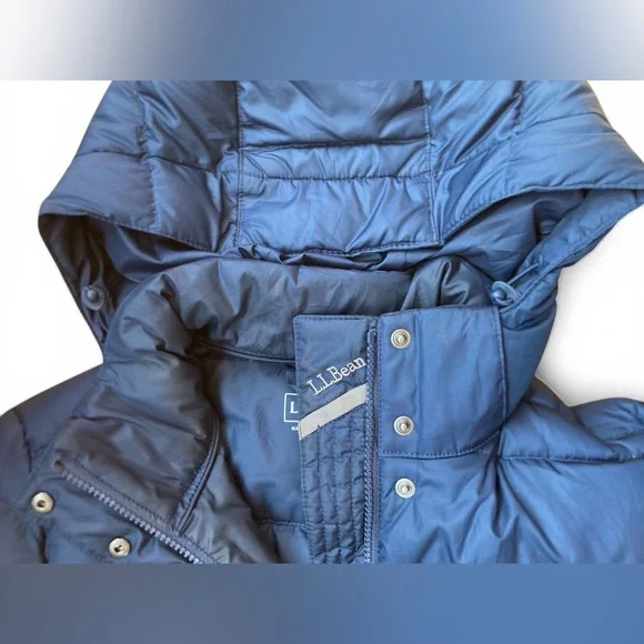 L.L. Bean Vintage Women’s Small DownTek Puffer Jacket Navy Blue Fitted Hooded - Picture 1 of 10